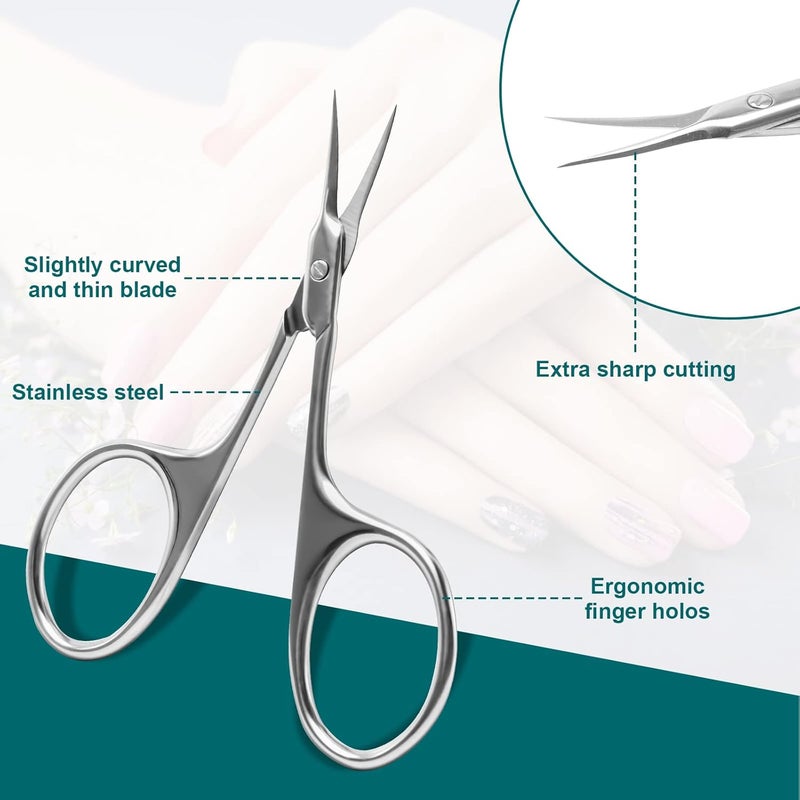 CGBE Manicure Scissors, Extra Fine Eyebrow Scissors for Grooming, Curved Blade Nail Scissors Precise Pointed Tip Grooming Kit for Eyebrow, Eyelash, Trim Nail and Dry Skin - Image 4